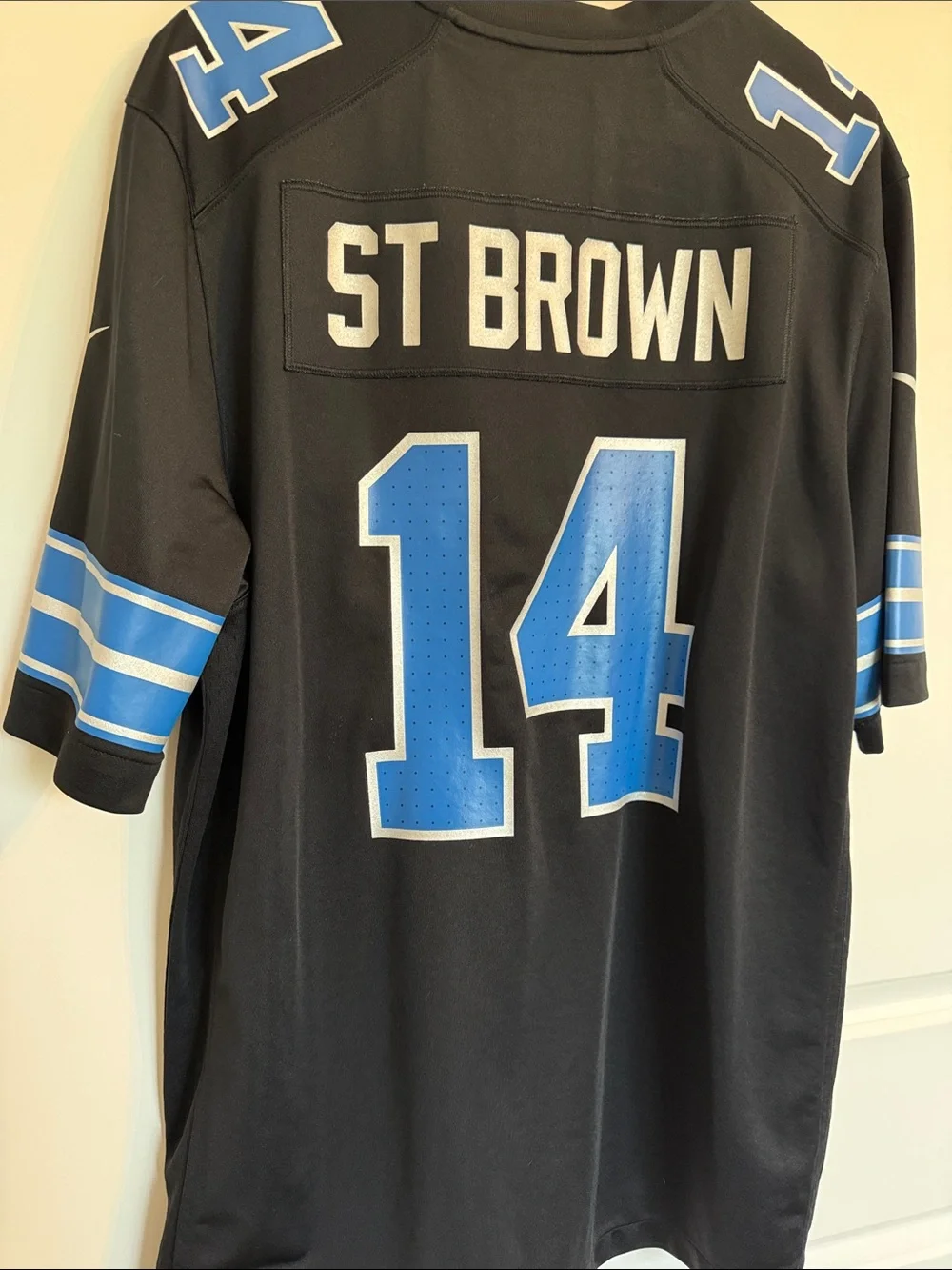 Amon Ra St. Brown AUTHENTIC Nike Black & Honolulu Blue Detroit Lions Jersey
